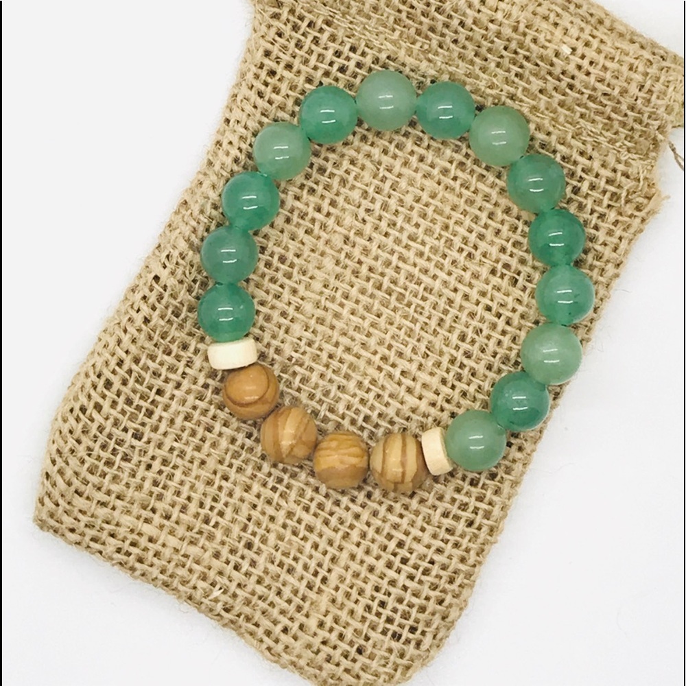10mm Green Aventurine & Jasper Gemstone Bracelet - Picture 2 of 5